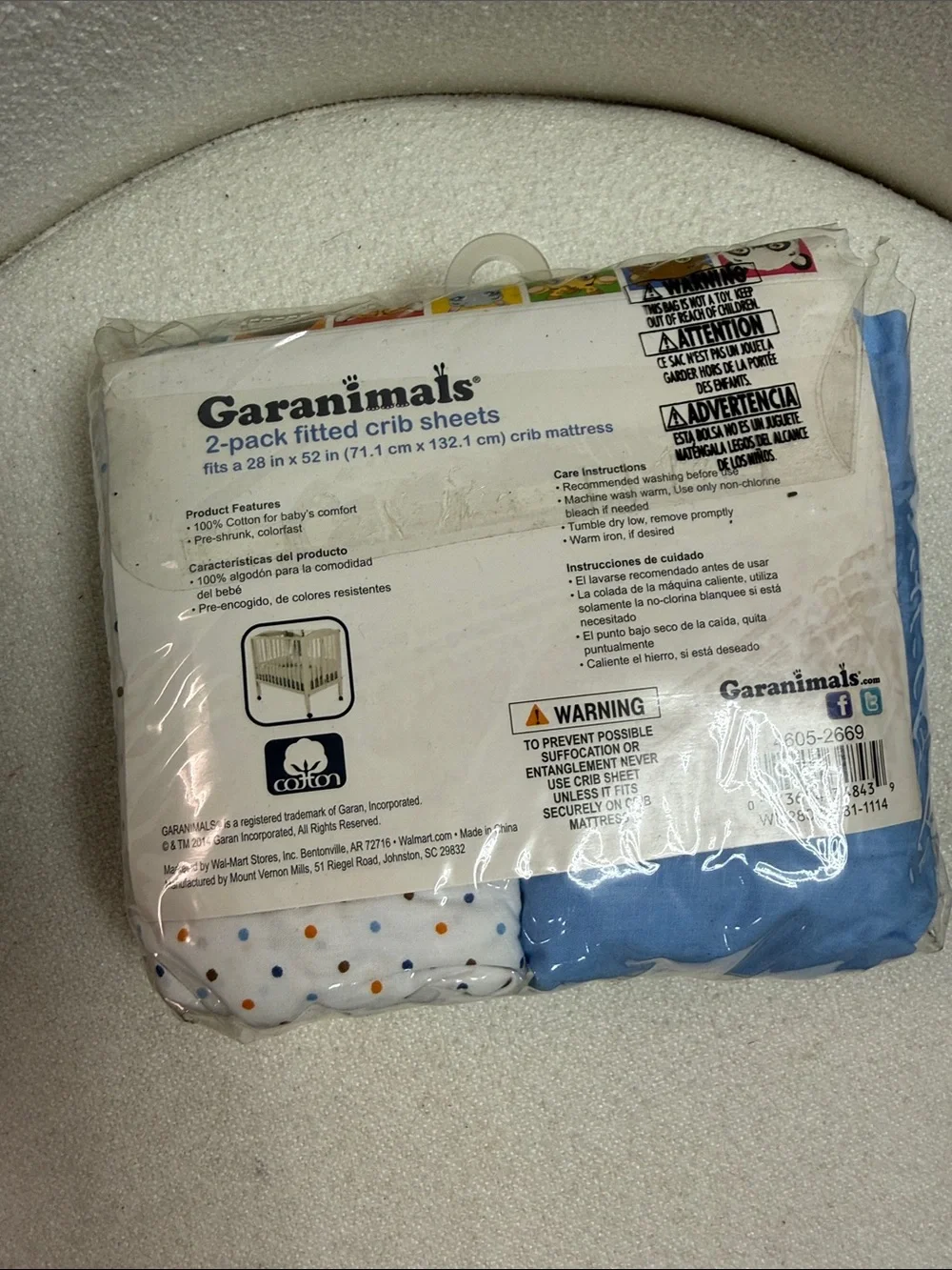 Garanimals Blue and White Polka Dot 2-Pack Fitted Crib Sheets